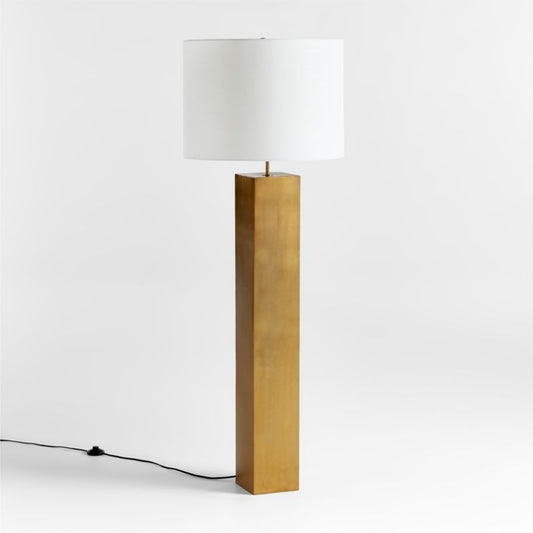 Folie Brass Square Floor Lamp With Drum Shade