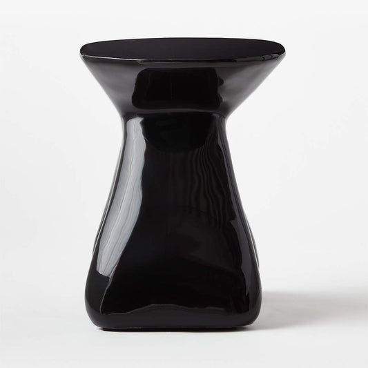 Forcella High-Gloss Black Cement Side Table