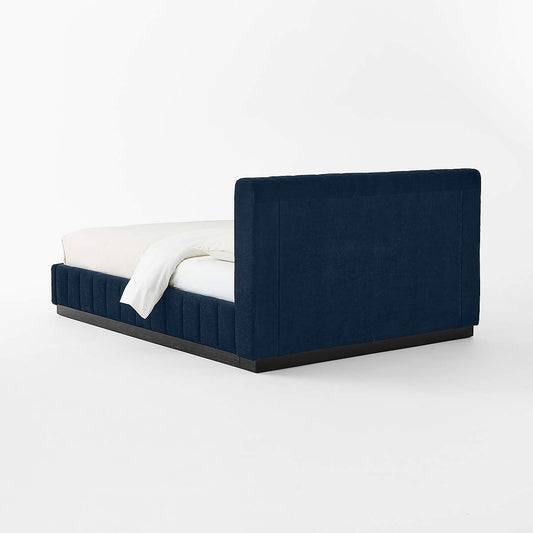 Forte Channel Tufted Navy Blue Upholstered Bed