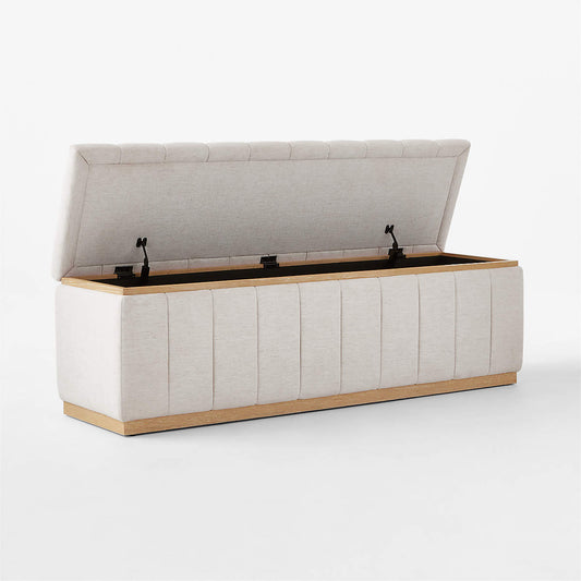 Forte 59" White Performance Fabric Storage Bench