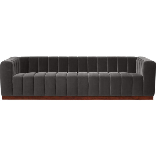 Forte 101" Extra-Large Channeled Sofa With Walnut Base Luca Storm