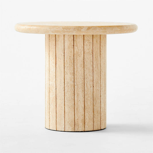 Fuoli Round Travertine Side Table