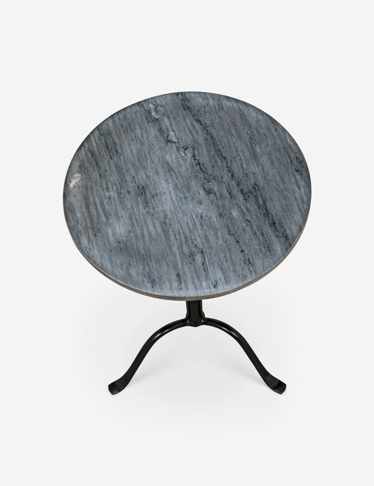 Alfano Round Side Table - Black And Gray Marble