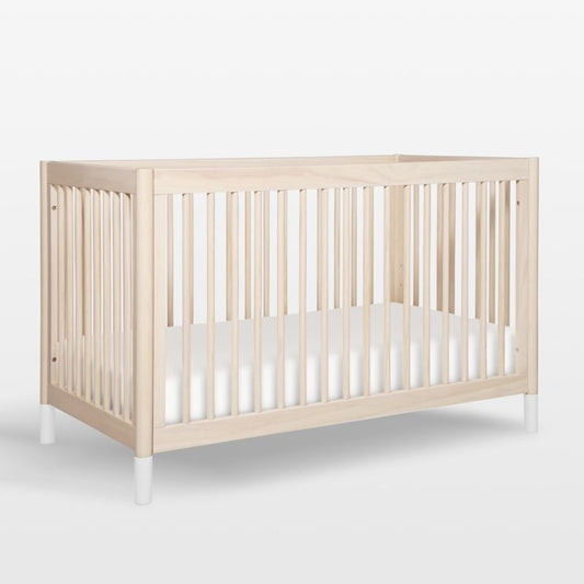 Babyletto Gelato White & Washed Natural Wood 4-In-1 Convertible Baby Crib With Toddler Bed Conversion Kit