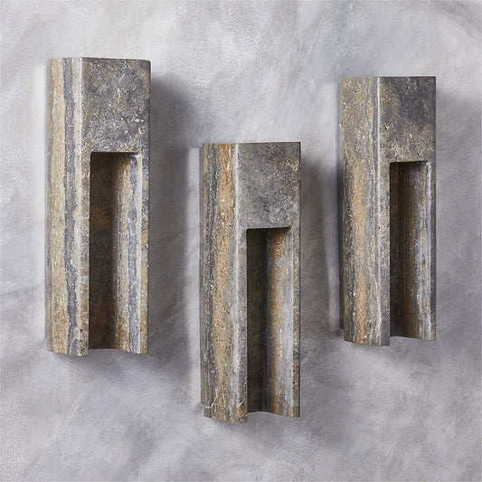 Graziano Indoor/Outdoor Dark Grey Travertine Wall Sconce