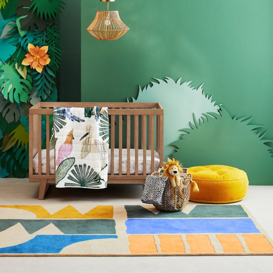 Kidsbasket-Style Woven Rattan 19" Kids Flush Mount Ceiling Light