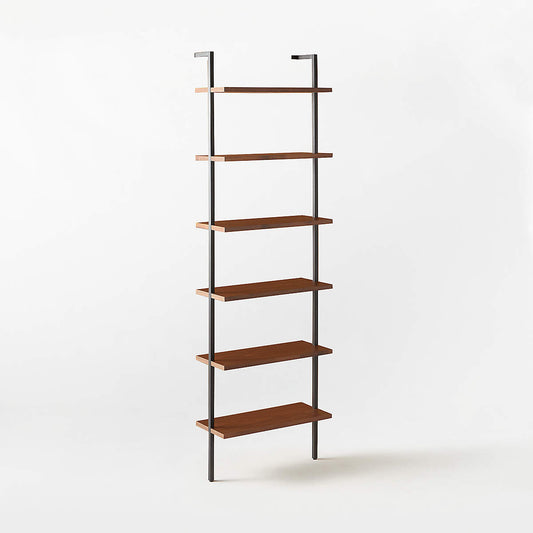 Helix Walnut Wood Wall Mount Bookshelf 96''