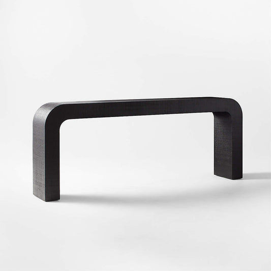 Horseshoe 80" Black Lacquered Linen Console Table