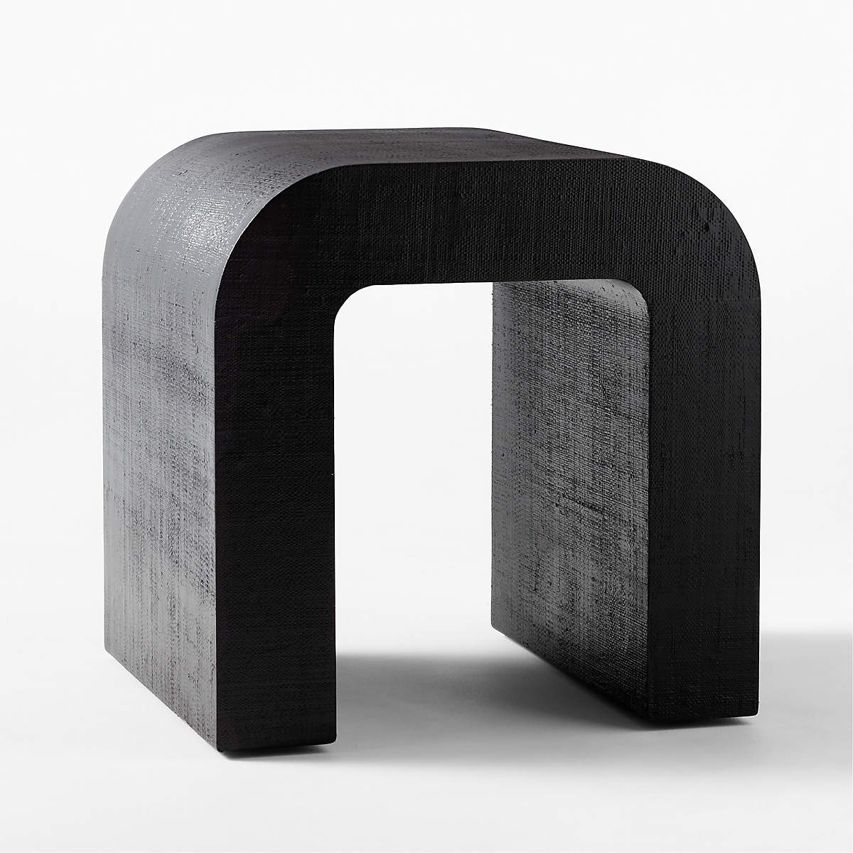 Horseshoe Black Lacquered Linen Side Table