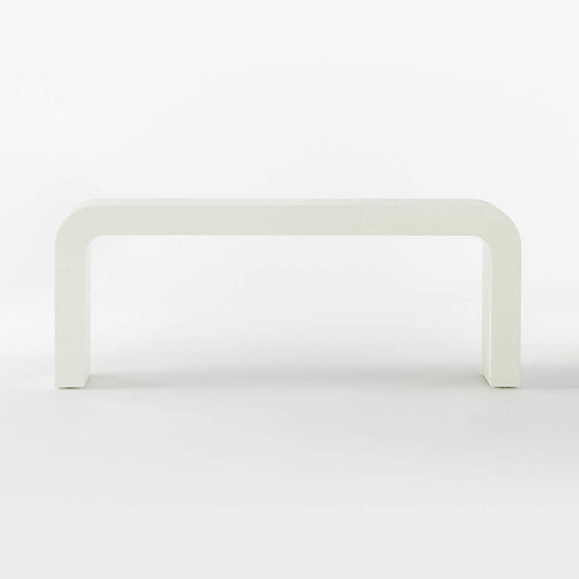 Horseshoe 80" Ivory Lacquered Linen Console Table