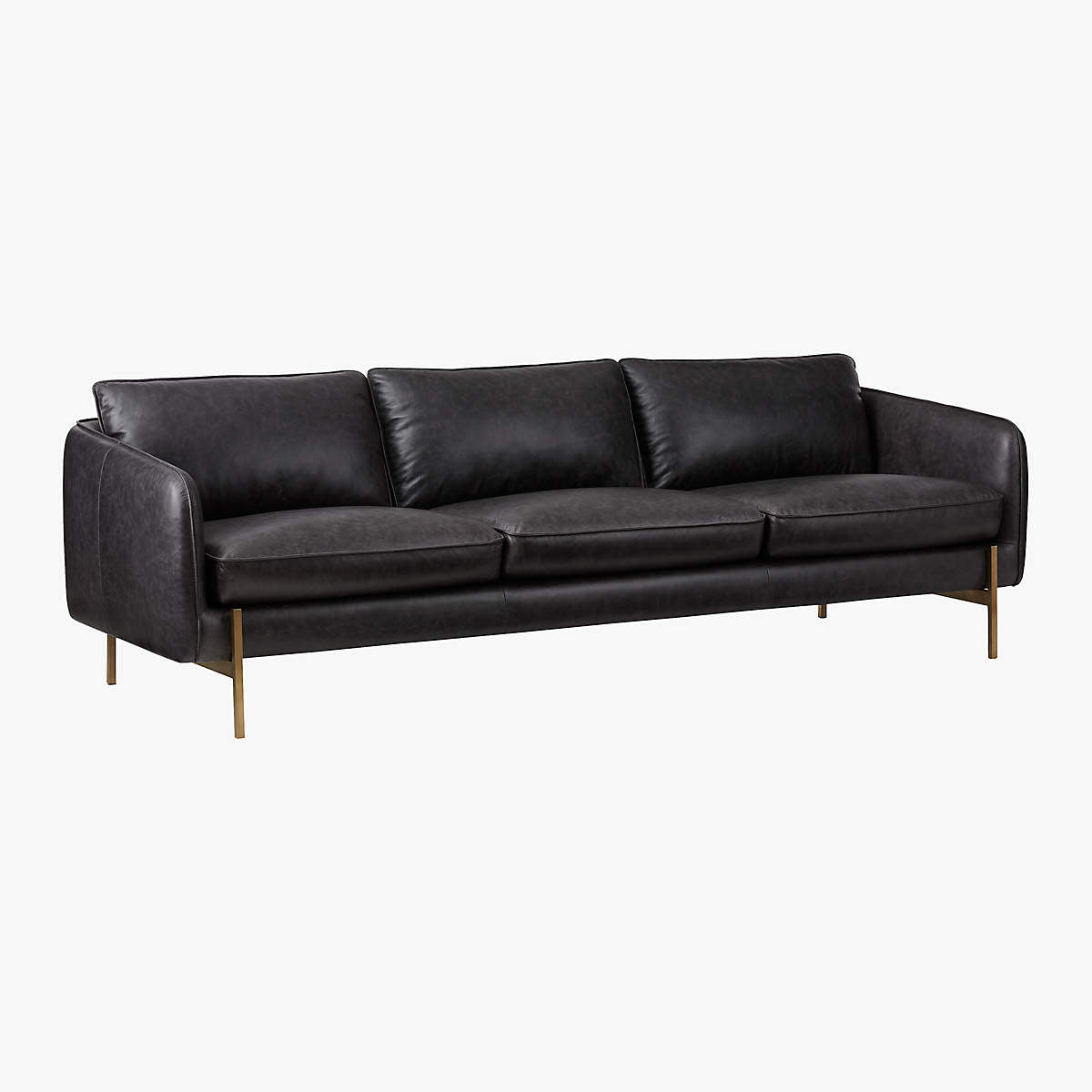 Hoxton 96.75" Black Leather Sofa.