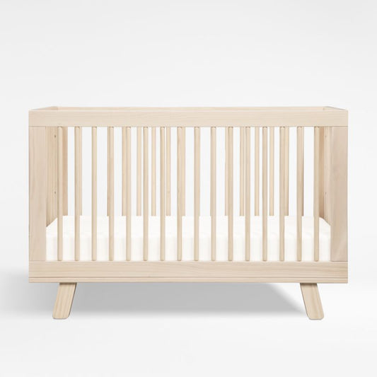 Babyletto Hudson Washed Natural Wood 3-In-1 Convertible Baby Crib With Toddler Bed Conversion Kit