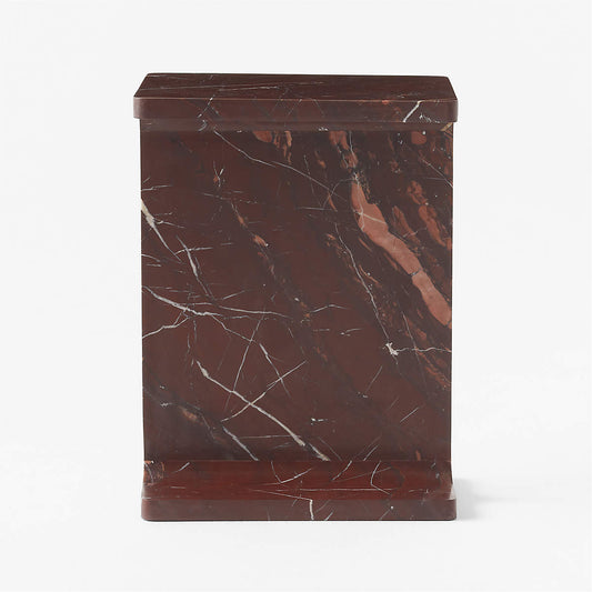 I Beam Red Marble Side Table