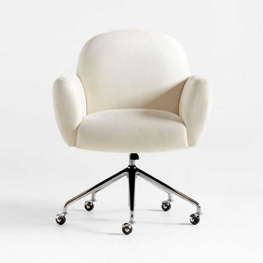 Imogen Ivory Upholstered Office Chair With Casters