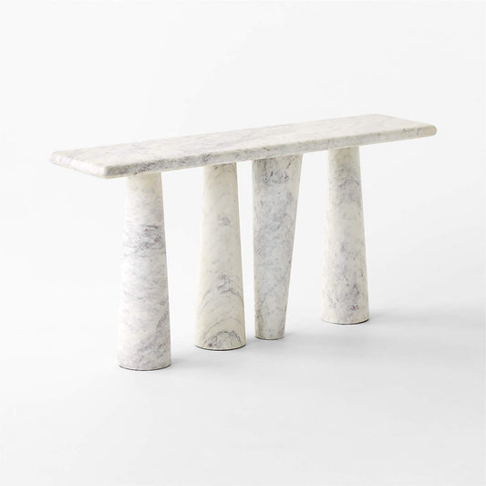 Inverse 60" White Marble Console Table