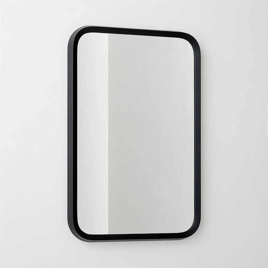 Isari Black Rough Cast Aluminum Rectangular Wall Mirror 24"X36"