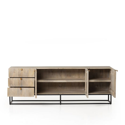 Ivan Light Wash Mango Wood Media Console With Drawers