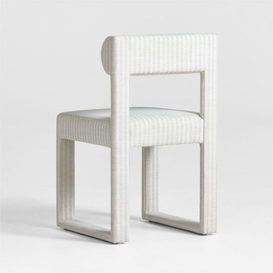 Collector's Upholstered Ivory And Natural Striped Kids Desk Chair By Jeremiah Brent