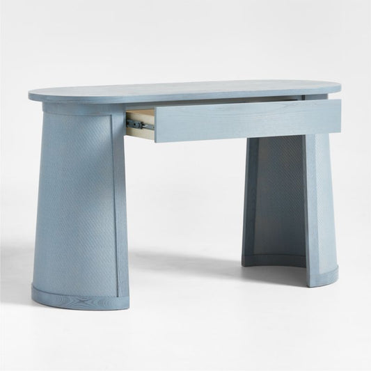 Collector's Cane And Wood Light Blue Kids Desk By Jeremiah Brent