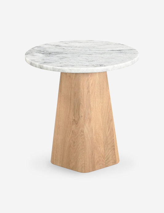 Hendel Round Side Table - White Marble