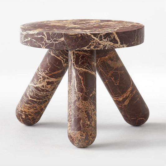 Jaxx Red Marble Side Table Short