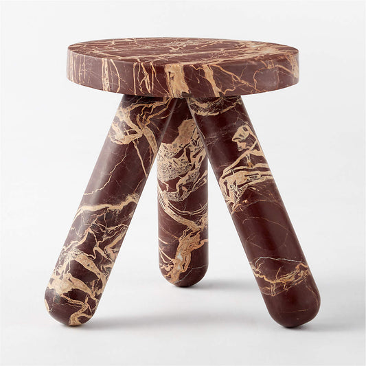 Jaxx Round Red Marble Side Table Tall