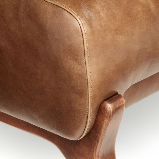 Jesper Mid-Century Leather Ottoman