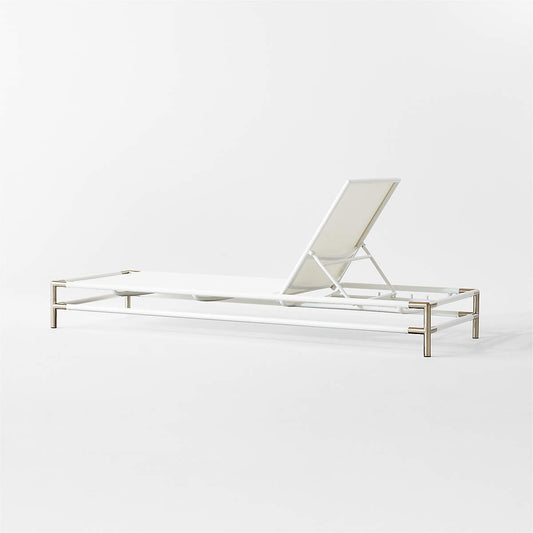 Jolena White Metal And Sunbrella® Outdoor Sun Lounger