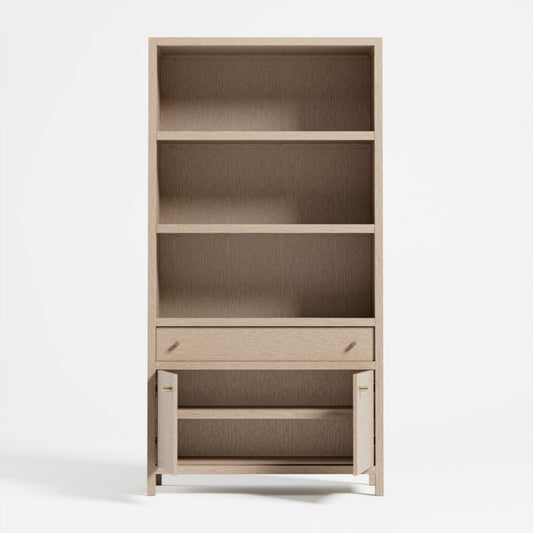 Keane Weathered Natural Wood Closed Bookcase