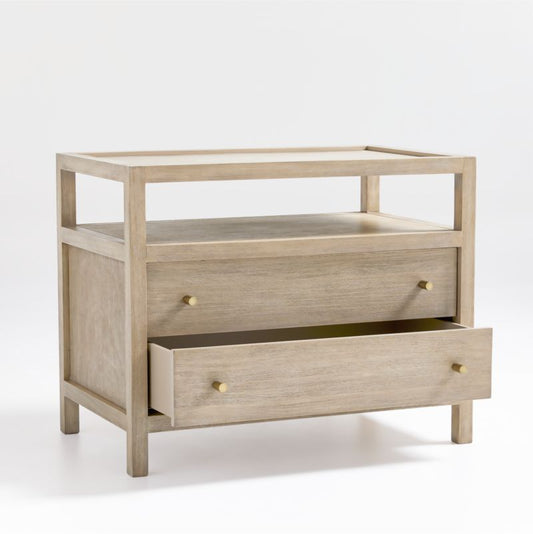 Keane Weathered Natural Wood Charging Nightstand