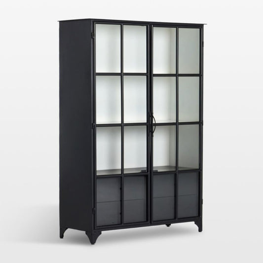 Kedzie Wide Black And White Iron Storage Cabinet