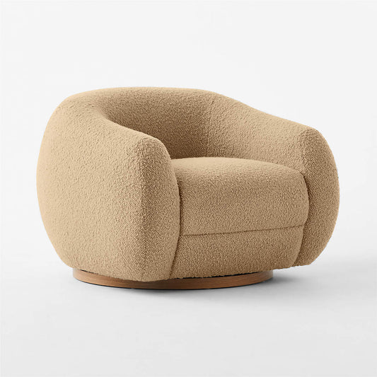 Laszlo Camel Brown Boucle Swivel Chair By Ross Cassidy