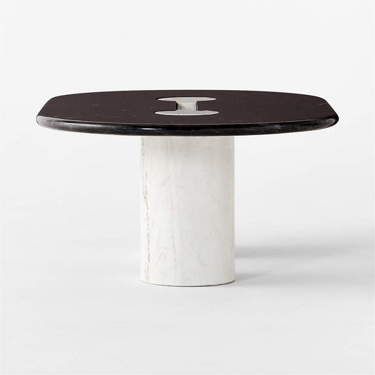 Liguria Oval Black Marble Coffee Table With White Marble Base By Gianfranco Frattini