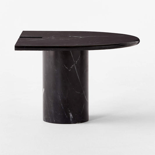 Liguria Rounded Black Marble Side Table With Black Marble Base By Gianfranco Frattini