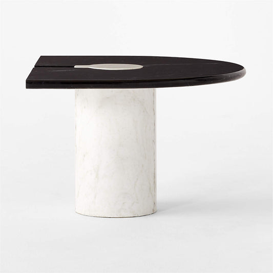 Liguria Rounded Black Marble Side Table With White Marble Base By Gianfranco Frattini