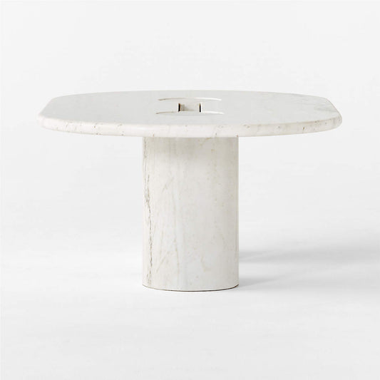 Liguria Oval White Marble Coffee Table With White Marble Base By Gianfranco Frattini