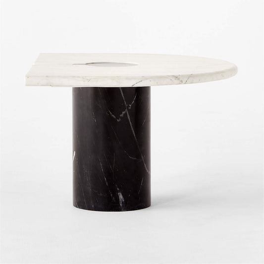 Liguria Rounded White Marble Side Table With Black Marble Base By Gianfranco Frattini