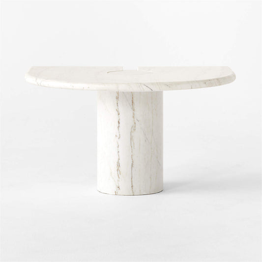 Liguria Rounded White Marble Side Table With White Marble Base By Gianfranco Frattini