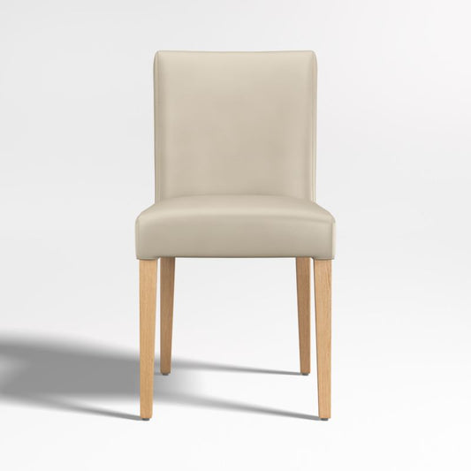 Lowe Bone White Leather Dining Chair With Natural Wood Legs