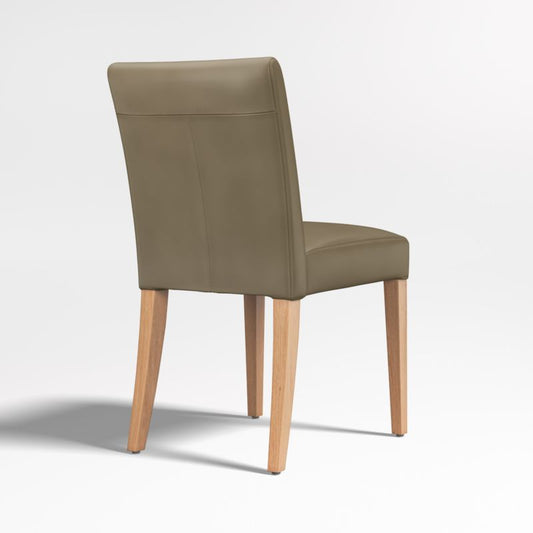 Lowe Moss Green Leather Dining Chair With Natural Wood Legs