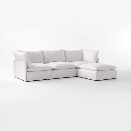 Lumis 4-Piece Modular Snow White Performance Fabric Sectional Sofa