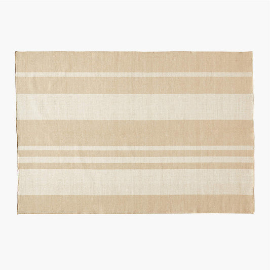 Maar Stripe Natural And Warm White Indoor/Outdoor Performance Area Rug 6'x9'