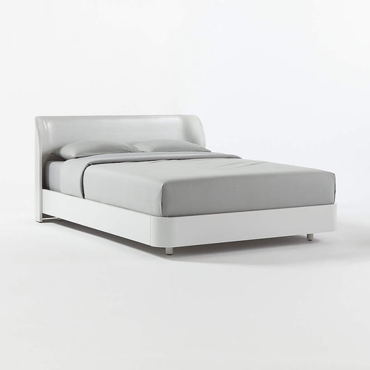 Bowed White Lacquered Queen Bed By Kara Mann