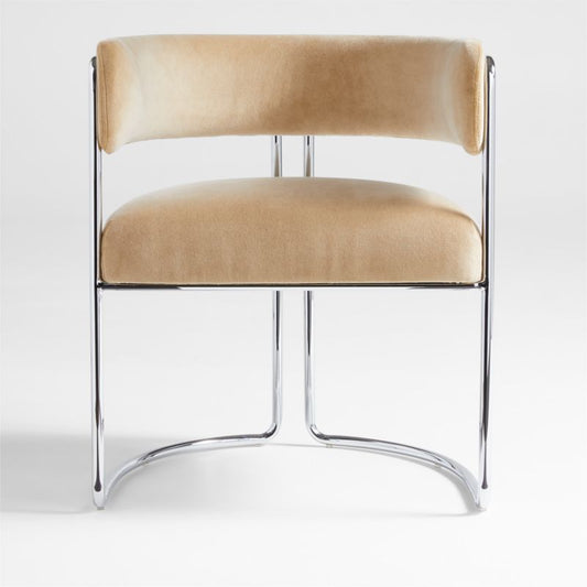 Malak Chrome Upholstered Dining Arm Chair