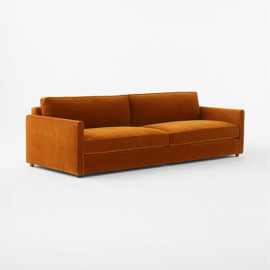 Malea 100" Cognac Brown Velvet Sofa