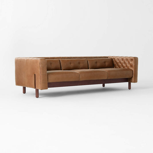 Marconi 81.5" Tufted Saddle Leather Sofa By Gianfranco Frattini