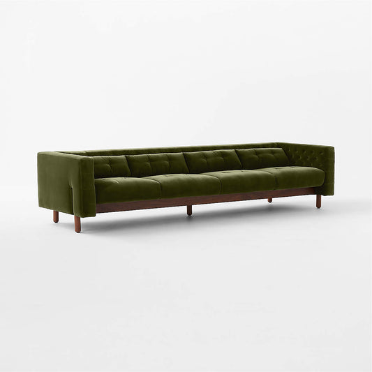 Marconi 105" Tufted Green Velvet Sofa By Gianfranco Frattini