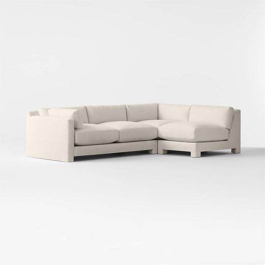 Marguerite 3-Piece L-Shaped White Performance Fabric Sectional Sofa With Left-Arm