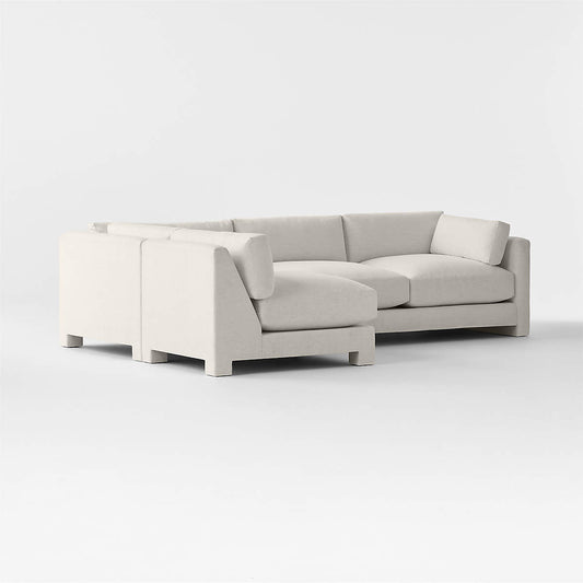 Marguerite 3-Piece L-Shaped White Performance Fabric Sectional Sofa With Right-Arm