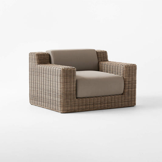 Maylin All-Weather Rattan Outdoor Lounge Chair With Grey Sunbrella® Cushions